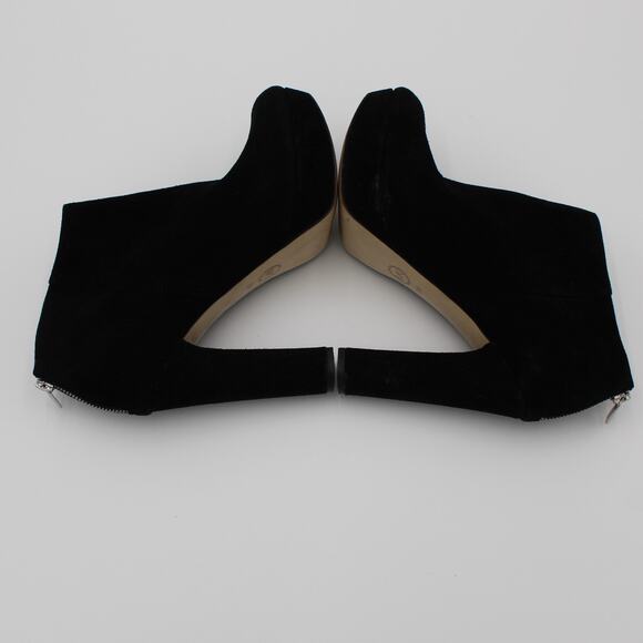 Michael Kors Suede Heels Womens 9.5 Black Platform Bootie Zip Classic Career - Picture 8 of 11